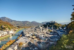 Viennaslide-04510815f Salzburg, Stadtpanorama vom Mönchsberg, im Hintergrund die Festung Hohensalzburg - Salzburg, Panoramic View with Hohensalzburg Castle in the Background