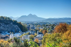 Viennaslide-04510898f Salzburg, Stadtpanorama, Blick vom Mönchsberg Richtung Maxglan, im Hintergrund Berg Hochstaufen - Salzburg, Panoramic View to Maxglan with Hochstaufen Mountain in the Background