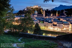 Viennaslide-04510910f Salzburg, Blick vom Kapuzinerberg auf das Stadtpanorama am Abend - Salzburg, Panoramic View from Kapuzinerberg, Evening Time