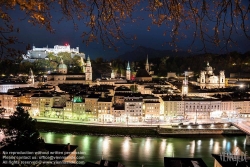 Viennaslide-04510912f Salzburg, Blick vom Kapuzinerberg auf Salzach und das Stadtpanorama am Abend - Salzburg, Panoramic View from Kapuzinerberg, Evening Time