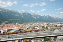 Viennaslide-04610104 Innsbruck, Panorama mit Blick auf die Nordkette