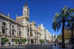 Viennaslide-05450141 Spanien, Valencia, Placa de l'Ajuntament, Rathaus // Spain, Valencia, Placa de l'Ajuntament, Town Hall