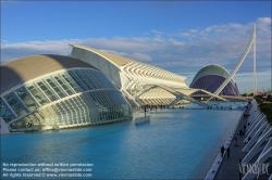 Viennaslide-05451709 Spanien, Valencia, Santiago Calatrava, Ciutat de les Arts i les Ciències, Stadt der Künste und Wissenschaften, l'Hemisfèric, Wissenschaftsmuseum, Agora und Pont de l'Assut de l'Or // Spain, Valencia, Santiago Calatrava, City of Arts an Sciences, Ciutat de les Arts i les Ciències, l'Hemisfèric, Science Museum, Agora and Pont de l'Assut de l'Or