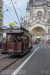 Viennaslide-05819741 Brüssel, Tramwayparade '150 Jahre Tramway in Brüssel' am 1. Mai 2019, Kirche Sainte-Marie im Hintergrund - Brussels, Parade '150 Years Tramway', May 1st, 2019 with Church St Mary in the Background