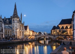 Viennaslide-05851121f Gent, historisches Zentrum, ehemalige Post (links), Sint-Michielsbrug, Sint-Michielskerk (rechts) - Gent, Historic Center,  Former Post Office Building (left), Sint-Michielsbrug, Sint-Michielskerk (right)