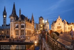 Viennaslide-05851125f Gent, historisches Zentrum, Blick über die Sint-Michielsbrug auf Sint-Niklaaskerk - Gent, Historic Center, View from Sint-Michielsbrug to Sint-Niklaaskerk