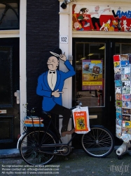 Viennaslide-05910223 Amsterdam, Straßenbild, Comicladen, Fahrrad