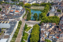 Viennaslide-05221008 Nantes, Panorama von Tour Bretagne, Nantes, Cours des 50-Otages und Fluss Erdre - Nantes, Panorama View from Tour Bretagne, Nantes, Cours des 50-Otages and Erdre River