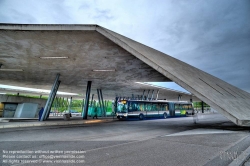 Viennaslide-05241831h Strasbourg, moderne Straßenbahn, Endstation Hoenheim Gare, Architektur von Zaha Hadid - Strasbourg, modern Tramway, Hoenheim Gare Station Building by Zaha Hadid