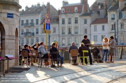 Viennaslide-05256121 Besancon, Straßencafe am Fluss Doubs - Besancon, Cafe at the Banks of Doubs River