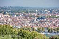 Viennaslide-05270010f Lyon, Panorama von Basilique Notre Dame de Fourviere, Im Vordergrund der Fluss Saone - Lyon, Panorama from Basilique Notre Dame de Fourviere with Saone River