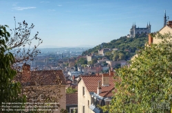 Viennaslide-05271005f Lyon, Panorama von Rue de l'Alma mit Blick auf Notre-Dame de Fourviere - Lyon, Panorama from Rue de l'Alma and Viev towards Notre-Dame de Fourviere