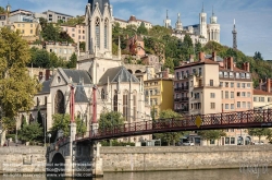 Viennaslide-05271904f Lyon, Saone, Passerelle St Georges und Eglise Saint Georges - Lyon, Saone, Passerelle St Georges and Saint Georges Church