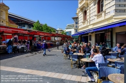 Viennaslide-05284042 Nizza, Straßencafe, Markt am alten Südbahnhof // Nice, Steet Cafe, Market around the old South Train Station