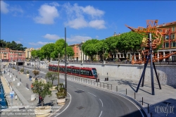 Viennaslide-05285202 Nizza, moderne Straßenbahn, Linie 2, Port Lympia, Skulptur Lou Che // Lou Che, Steel Sculpture, Port of Nice, Nice, South of France