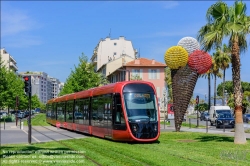 Viennaslide-05285233 Nizza, moderne Straßenbahn, Linie 2, Ferber // Nice, Modern Tramway, Line 2, Ferber