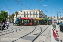 Viennaslide-05293003 Montpellier, moderne Tramway Linie 3, Fahrzeugdesign von Christian Lacroix - Montpellier, modern Tramway Line 3, Design by Christian Lacroix, Gare St Roch