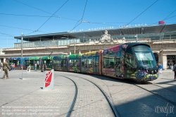 Viennaslide-05293004 Montpellier, moderne Tramway Linie 3, Fahrzeugdesign von Christian Lacroix - Montpellier, modern Tramway Line 3, Design by Christian Lacroix, Gare St Roch