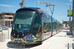 Viennaslide-05293029 Montpellier, moderne Tramway Linie 3, Fahrzeugdesign von Christian Lacroix - Montpellier, modern Tramway Line 3, Design by Christian Lacroix, Juvignac