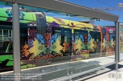 Viennaslide-05293033 Montpellier, moderne Tramway Linie 3, Fahrzeugdesign von Christian Lacroix - Montpellier, modern Tramway Line 3, Design by Christian Lacroix, Juvignac