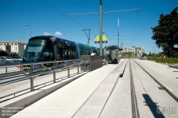 Viennaslide-05293044 Montpellier, moderne Tramway Linie 3, Fahrzeugdesign von Christian Lacroix - Montpellier, modern Tramway Line 3, Design by Christian Lacroix, Lattes Centre