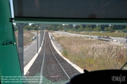 Viennaslide-05293047 Montpellier, moderne Tramway Linie 3, Fahrzeugdesign von Christian Lacroix - Montpellier, modern Tramway Line 3, Design by Christian Lacroix, Lattes, Boirargues, Hauts de la Hironde