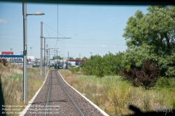 Viennaslide-05293049 Montpellier, moderne Tramway Linie 3, Fahrzeugdesign von Christian Lacroix - Montpellier, modern Tramway Line 3, Design by Christian Lacroix, Lattes, Boirargues, Hauts de la Hironde