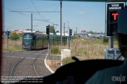 Viennaslide-05293054 Montpellier, moderne Tramway Linie 3, Fahrzeugdesign von Christian Lacroix - Montpellier, modern Tramway Line 3, Design by Christian Lacroix, Lattes, Boirargues, Hauts de la Hironde