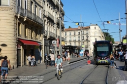 Viennaslide-05293060 Montpellier, moderne Tramway Linie 3, Fahrzeugdesign von Christian Lacroix - Montpellier, modern Tramway Line 3, Design by Christian Lacroix, Observatoire