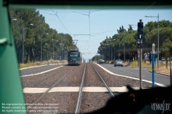 Viennaslide-05293066 Montpellier, moderne Tramway Linie 3, Fahrzeugdesign von Christian Lacroix - Montpellier, modern Tramway Line 3, Design by Christian Lacroix, Perols, Pablo Picasso, Boirargues