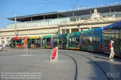 Viennaslide-05293075 Montpellier, moderne Tramway Linie 3, Fahrzeugdesign von Christian Lacroix - Montpellier, modern Tramway Line 3, Design by Christian Lacroix, Gare St Roch