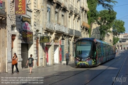 Viennaslide-05293076 Montpellier, moderne Tramway Linie 3, Fahrzeugdesign von Christian Lacroix - Montpellier, modern Tramway Line 3, Design by Christian Lacroix, Gare St Roch