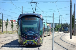 Viennaslide-05293081 Montpellier, moderne Tramway Linie 3, Fahrzeugdesign von Christian Lacroix - Montpellier, modern Tramway Line 3, Design by Christian Lacroix, Mosson