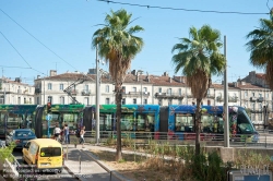 Viennaslide-05293090 Montpellier, moderne Tramway Linie 3, Fahrzeugdesign von Christian Lacroix - Montpellier, modern Tramway Line 3, Design by Christian Lacroix, Du Guesclin