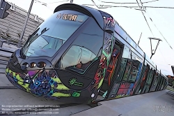 Viennaslide-05293108 Montpellier, moderne Tramway Linie 3, Fahrzeugdesign von Christian Lacroix - Montpellier, modern Tramway Line 3, Design by Christian Lacroix, Mosson