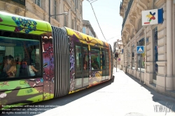 Viennaslide-05293119 Montpellier, moderne Tramway Linie 3, Fahrzeugdesign von Christian Lacroix - Montpellier, modern Tramway Line 3, Design by Christian Lacroix, Observatoire