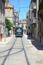 Viennaslide-05293121 Montpellier, moderne Tramway Linie 3, Fahrzeugdesign von Christian Lacroix - Montpellier, modern Tramway Line 3, Design by Christian Lacroix, Observatoire