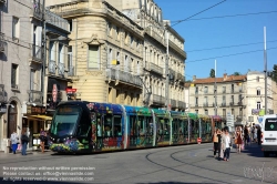 Viennaslide-05293122 Montpellier, moderne Tramway Linie 3, Fahrzeugdesign von Christian Lacroix - Montpellier, modern Tramway Line 3, Design by Christian Lacroix, Observatoire