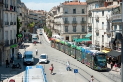 Viennaslide-05293124 Montpellier, moderne Tramway Linie 3, Fahrzeugdesign von Christian Lacroix - Montpellier, modern Tramway Line 3, Design by Christian Lacroix, Observatoire