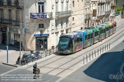Viennaslide-05293130 Montpellier, moderne Tramway Linie 3, Fahrzeugdesign von Christian Lacroix - Montpellier, modern Tramway Line 3, Design by Christian Lacroix, Observatoire