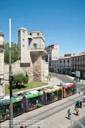 Viennaslide-05293132 Montpellier, moderne Tramway Linie 3, Fahrzeugdesign von Christian Lacroix - Montpellier, modern Tramway Line 3, Design by Christian Lacroix, Observatoire