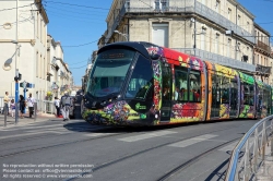 Viennaslide-05293137 Montpellier, moderne Tramway Linie 3, Fahrzeugdesign von Christian Lacroix - Montpellier, modern Tramway Line 3, Design by Christian Lacroix, Place Carnot