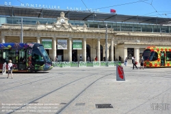 Viennaslide-05293142 Montpellier, moderne Tramway Linie 3, Fahrzeugdesign von Christian Lacroix - Montpellier, modern Tramway Line 3, Design by Christian Lacroix, Gare St Roch
