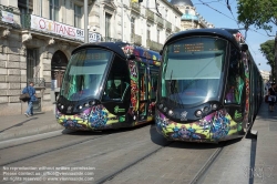 Viennaslide-05293147 Montpellier, moderne Tramway Linie 3, Fahrzeugdesign von Christian Lacroix - Montpellier, modern Tramway Line 3, Design by Christian Lacroix, Gare St Roch