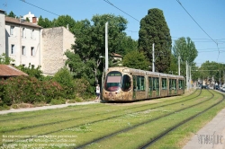 Viennaslide-05294044 Montpellier, moderne Tramway Linie 4, Fahrzeugdesign von Christian Lacroix - Montpellier, modern Tramway Line 4, Design by Christian Lacroix, Place Albert 1er