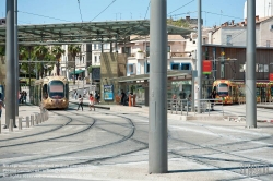 Viennaslide-05294053 Montpellier, moderne Tramway Linie 4, Fahrzeugdesign von Christian Lacroix - Montpellier, modern Tramway Line 4, Design by Christian Lacroix, Corum