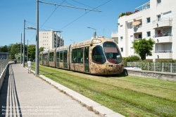 Viennaslide-05294064 Montpellier, moderne Tramway Linie 4, Fahrzeugdesign von Christian Lacroix - Montpellier, modern Tramway Line 4, Design by Christian Lacroix, Les Aubes