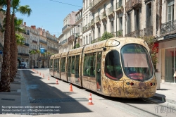 Viennaslide-05294075 Montpellier, moderne Tramway Linie 4, Fahrzeugdesign von Christian Lacroix - Montpellier, modern Tramway Line 4, Design by Christian Lacroix, Observatoire