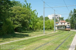 Viennaslide-05294090 Montpellier, moderne Tramway Linie 4, Fahrzeugdesign von Christian Lacroix - Montpellier, modern Tramway Line 4, Design by Christian Lacroix, Pompignane