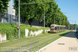 Viennaslide-05294091 Montpellier, moderne Tramway Linie 4, Fahrzeugdesign von Christian Lacroix - Montpellier, modern Tramway Line 4, Design by Christian Lacroix, Pompignane
